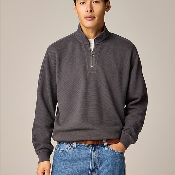 J crew Brushed waffle-knit half-zip pullover - Picture 1 of 3